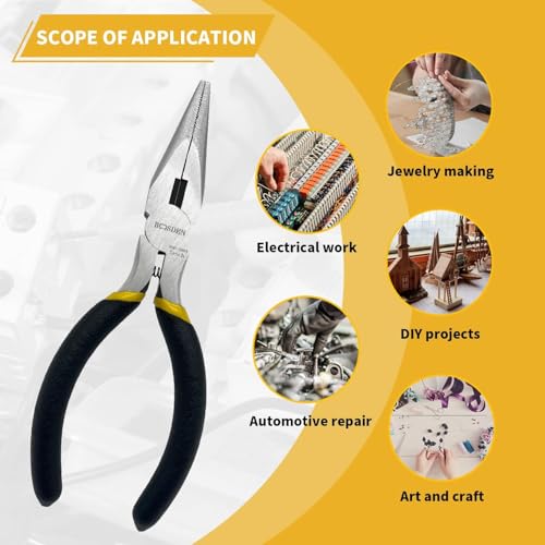 Mini Jewelry Pliers Set - 5 Inch Needle Nose & Flush Wire Cutters - Spring Loaded Precision Pliers for Jewelry Making, DIY Crafts, Model Building, Electronics - size: 5" Flush Cutter+5" Needle Nose