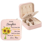 Daughter Gifts To My Daughter Sunflower Jewelry Box Valentines Mothers Day Birthday Gifts for Daughters from Mom Christmas Graduation Gift for Daughters Adult Portable Travel Jewelry Case - color: daughter2 sunshine
