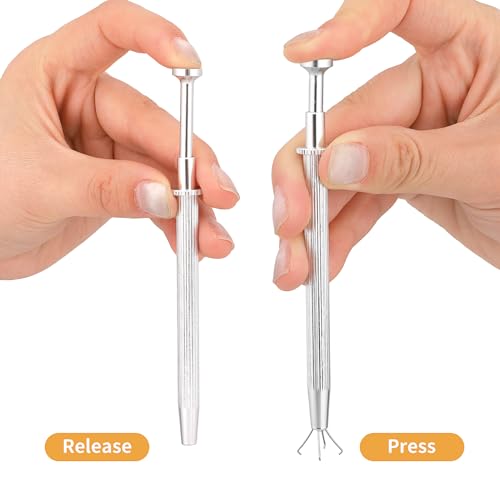 3Pcs Grabber Tool Holder Set Jeweler's Pick Up Sprinkle Pen Jewelry Tweezers 4 Claw Piercing Ball with Prongs Diamond Claw Precision Stainless Steel For Tiny Objects IC Chip Electronic Components - color: Black