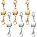 925 Silver and Gold Magnetic Necklace Clasps, Round Necklace Clasp Closures for Jewelry Making,Magnetic Necklace Clasps and Extenders,for Bracelet Necklace and Accessories (6pcs | Gold Silver) - color: 6pcs | gold silver