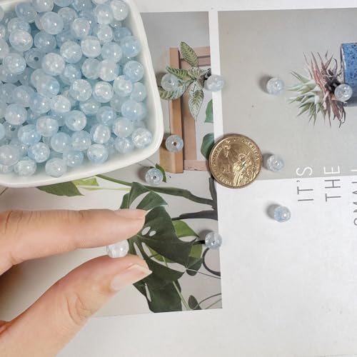 8mm Crackle Glass Beads for Jewelry Making, 700Pcs Round Crystal Beads for Bracelets, DIY Crafts (Royal Blue Crackle) - color: Royal Blue Crackle