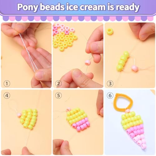 Praisebank Pony Beads, 4500pcs 6x9mm, Wholesale Beads, Bracelets Jewelry Making, Arts & Crafts(Candy) - color: Candy, size: Large Size