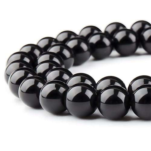 HAAMIIQII 8mm Natural Black Onyx Beads Round Gemstone Loose Beads for Jewelry Making 2 Strands (92-96pcs) - color: Black Onyx, size: 8mm (92-96pcs)