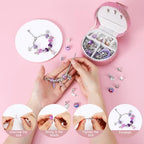 Emibele Girls Charm Beads Bracelet Making Kit with Portable Jewelry Box, Jewelry Making Kit for Kids Age 5 6 7 8-12, DIY Arts Crafts Toys for Teens Girls Gift Choices on Birthday Valentines Christmas - color: B-Purple