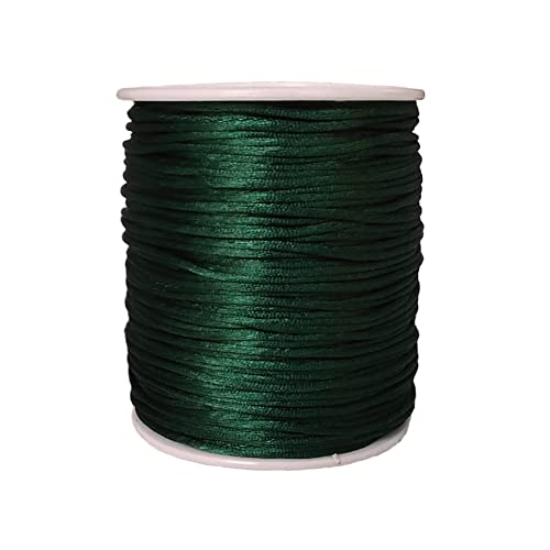 1.5mm Nylon Satin Cord Thread Beading String for Macrame Bracelets Chinese Knotting,Necklaces,Jewelry Making 109 Yards (Dark Green) - color: Dark Green, size: 1.5mm