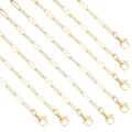 12 Pack Paperclip Chain Necklace Bulk Adjustable Gold Plated Stainless Steel Necklace Chains for Jewelry Making - color: Gold 16 Inches