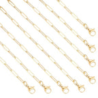 12 Pack Paperclip Chain Necklace Bulk Adjustable Gold Plated Stainless Steel Necklace Chains for Jewelry Making - color: Gold 16 Inches
