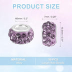 uxcell 50Pcs European Large Hole Beads, Rhinestone Craft Bead Crystal Charm Spacer Beads for Pens Bracelet Making Necklace DIY Craft, Purple - color: Purple