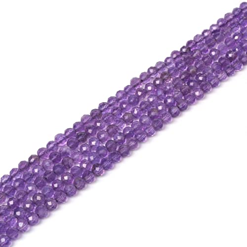 Natural Amethyst 4mm Faceted Round Beads Loose Beads 16 Inch for Jewelry Making Beads - color: Amethyst