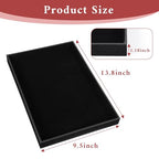 6-Piece Velvet Stackable Jewelry Organizer Trays – 13.8" x 9.5" Large Size Black Premium Display & Storage for Necklaces, Bracelets, Rings & More