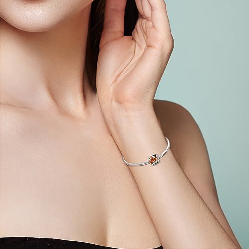 MULA 925 Sterling Silver Charms for Bracelets and Necklaces Lipstick and Bag Dangle Pendants Tower Camera Beads Jewelry Charms for Women - color: Maple Leaf