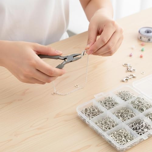 1050 Pieces Open Jump Rings and 150 Pieces Lobster Clasps, Silver Jump Rings Metal Split Connectors for Jewelry Making Crafts (Silver) - color: Silver