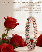Magnetic Bracelets for Women, 99.99% Pure Copper Bracelet, 3800 Gauss, Adjustable Sizing, Women's Bracelets With Built-in Magnets, Gift Packaging, Fashion Jewelry Gift. - color: Copper