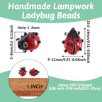 Cheriswelry 20pcs/Strand Red Ladybug Handmade Lampwork Beads Cute Animal Insect Loose Spacer Beads Ornament Charms 12~14mm Hole: 1~2mm for DIY Craft Earring Bracelet Necklace Jewelry Making - color: Ladybug-Red