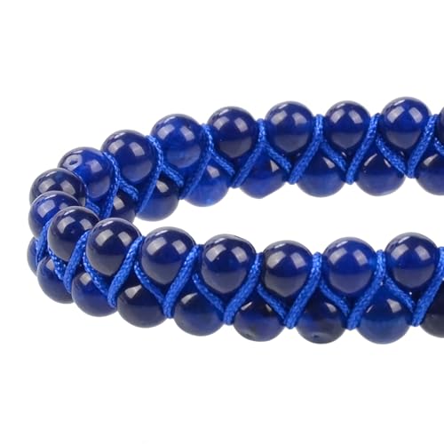 MASSIVE BEADS Double Layer Natural Chakra Healing Power Crystals Macrame Bracelet Yoga Stone Beads Gemstone Meditation Relax Anxiety Bangle for Unisex Women Men - color: Blue Jade, size: 4mm