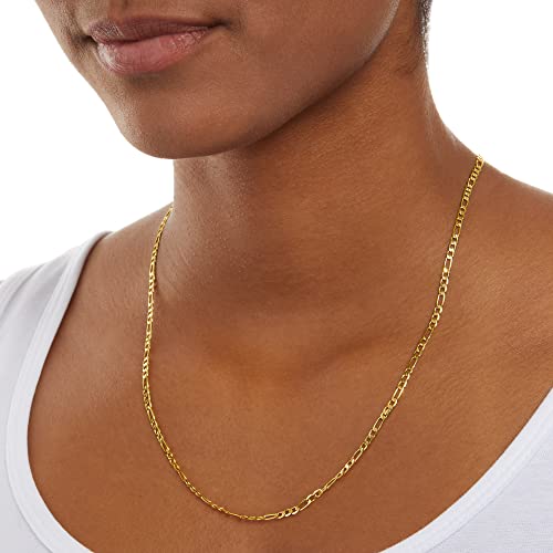 Amazon Essentials 14k Gold or Sterling Silver Plated Figaro Chain Necklace - color: Yellow Gold, size: 20", style: 4 mm
