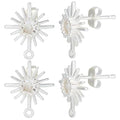 Beebeecraft 1 Box 10Pcs Sun Post Earring Sterling Silver Cubic Zirconia Stud Earring Findings with Horizontal Loops and Butterfly Earring Backs for DIY Earring Jewelry Making - color: Silver Sun Earring