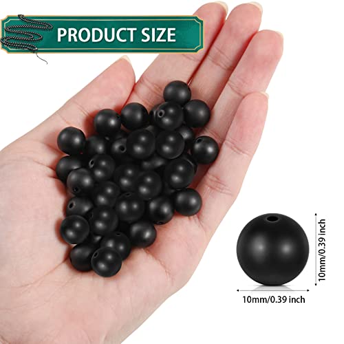 Ecally 300 Pieces Black Matte Onyx Beads Natural Black Agate Round Frosted Onyx Gemstone Loose Beads for Bracelet Necklace Jewelry DIY Making(10 mm) - size: 10mm