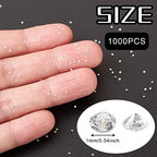 Fashewelry 1000Pcs Crystal Clear Cubic Zirconia Faceted Rhinestone Cabochons 1mm Mini Pointed Back Diamante Gems Beads No Hole for Nail Art Craft Replacing Jewelry - color: Clear, size: 1mm-zirconia