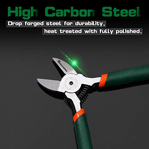 SPEEDWOX Wire Flush Cutters 6 Inch Precision Side Cutter Wire Cutter Pliers with Spring Functional Precision Tools for Cutting Electronics Wires Handmade and Any Clean Cut Needs - size: 6"