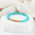 INSYOHO Dont Let the Hard Days Win Bracelet – Inspirational Healing Crystal Bracelet for Women & Men, Agate & Amethyst Beaded Adjustable, Motivational Gift for Stress Relief & Positivity - color: aquamarine