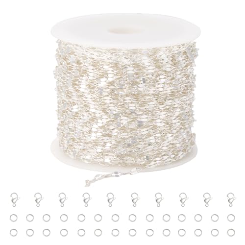 GTVOODX 33 Feet Silver Chain for Jewelry Making 2mm Soldered Stainless Steel Lip Link Chains Spool Bulk for Bracelet Necklace Jewelry Making with Jump Rings Lobster Claw Clasps - color: Silver Lip