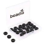 BEADIA Natural Black Onyx Rondelle Stone with Large Hole (4mm) Loose Semi Gemstone Beads for Jewelry Making 10mmx4mm 24pcs - color: Black Onyx, size: 10mm x 4mm