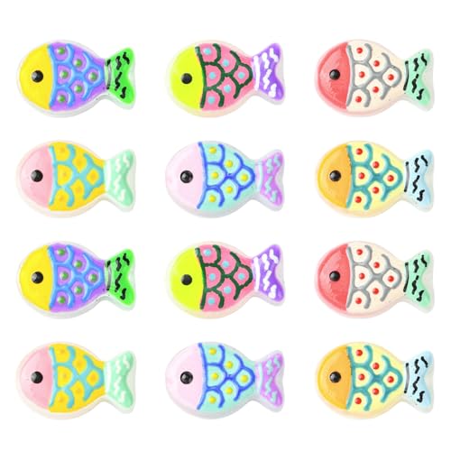 Stiesy Enamel Fish Beads 12Pcs, Colorful Cute Ocean Animal Spacer Beads with 1mm Hole for DIY Charm Bracelets Necklace and Handmade Jewelry 6 Colors - color: Colorful Fish-6 Colors-12pcs