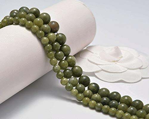 AD Beads Natural Gemstone Smooth Round Loose Beads 15“ 6mm 8mm 10mm (6mm, Chinese Sinkaing Jade) - color: Chinese Sinkaing Jade, size: 6mm