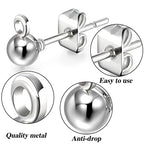 180 Pieces Ball Post Earring Stud with 200 Pieces Butterfly Back Earrings with Loop for DIY Jewelry Making Findings, 4 mm 5 mm 6 mm(Sliver) - color: Sliver