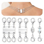 GEMQUEEN Magnetic Necklace Clasps and Closures with Double Lobster Clasp : Silver Plated Magnet Jewelry Layering Clasps for Necklaces Multi Magnets Bracelet Helper Necklace Extenders 4PCS - color: White Gold Plated - 4PCS
