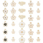 Craftdady Enamel Dangle Charms Pendant Food Animal Flower Cute Charms Colorful Metal Fruit Pendants Hang Ornament for Craft Bracelet Necklace Earring Key Chains Jewelry Making - color: White Flower