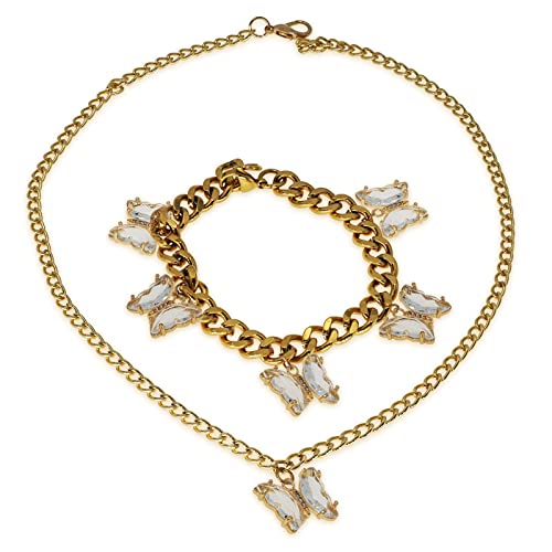 Crystal Zirconia Gold Plated Brass Charms for Jewelry Making Bracelet Necklace Earring Pendant Craft Supplies DIY Accessories - color: Butterfly-White-5Pcs