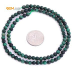 GEM-Inside 4mm Natural Stone Green Tiger Eye Frosted Matte Unpolished Round Beads for Jewelry Making Strand 15 inch - color: Green Tiger Eye, size: 4mm