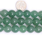 JOE FOREMAN 2MM Big Hole 12mm Green Aventurine Jade Round Natural Gemstone Semi Precious Loose Beads for Jewelry Making 15" Beaded Strand DIY Handmade Craft Supplies - size: 12mm
