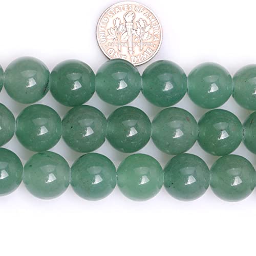 JOE FOREMAN 2MM Big Hole 12mm Green Aventurine Jade Round Natural Gemstone Semi Precious Loose Beads for Jewelry Making 15" Beaded Strand DIY Handmade Craft Supplies - size: 12mm