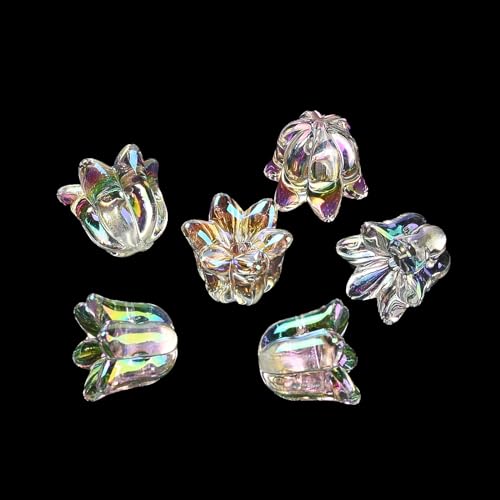 LiQunSweet 20 Pcs Transparent Bell Orchid Flower UV Plated Acrylic Beads Lily of The Valley Floral Loose Beads for DIY Jewelry Bracelet Necklace Crafts - color: Transparent Bell Orchid Beads_20 Pcs