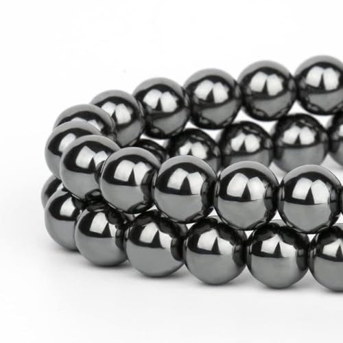 HAAMIIQII 35pcs 10mm Natural Black Hematite Stone Beads Round Loose Gemstone Beads for Jewelry Making Strand 15 Inch - color: Black Hematite, size: 10mm 35pcs