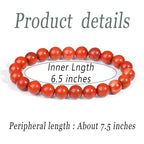 MAIBAOTA Healing Crystal Bracelet for Women Men, 8/4 mm Natural Stone Beaded Bracelets, Jewelry Birthday Gifts, Round Gemstones Stretch Bracelets - color: Red-Jasper, size: 8 mm
