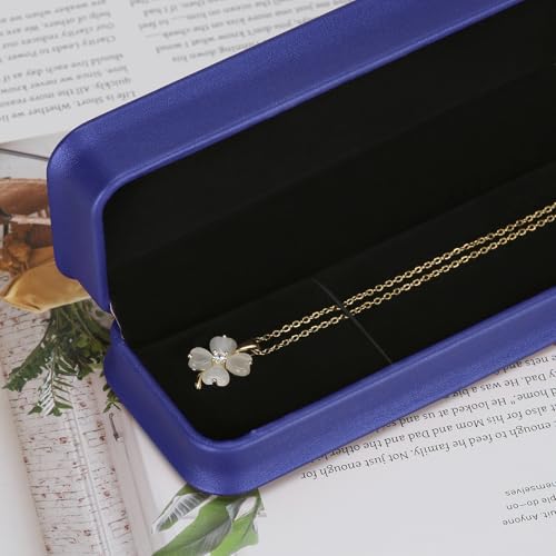 KUKUVR 2 Pieces Necklace Pendant Gift Box, PU Leather Jewellry Chain Holder Case for Wedding Day Birthday Anniversary Ceremony for Women (Blue) - color: Blue