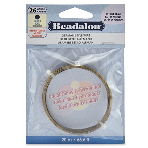 Beadalon German Style Wrapping Wire, Round, Antique Brass Color, 26 Gauge, 20 m / 65.6 ft - color: Antique Brass, size: 26 gauge / 65.6 ft