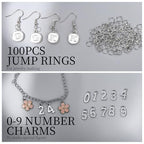 LEOBRO Letter Charms, 376 Pcs Silver Charms for Keychain Making, Bracelet Necklace Charm & Jump Rings, Jewelry Making Supplies, Silver - color: Silver