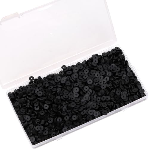 2000Pcs White Clay Beads Polymer Clay Spacer Beads Flat Beads 6mm Round Heishi Vinyl Beads for DIY Craft Gift Adults Bracelets Necklace Jewelry Making Earring Accessories (Black) - color: Black