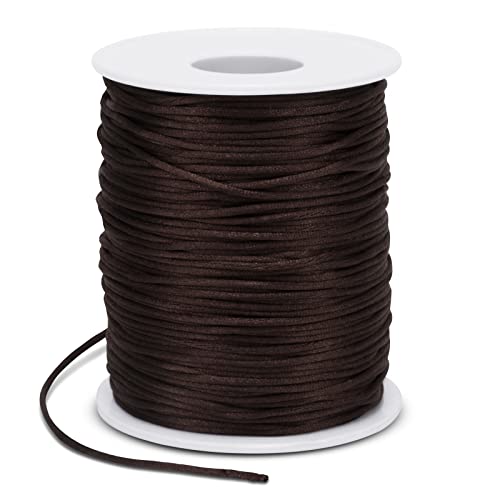 1.5mm Nylon Cord 328 Feet Satin Cord Nylon String for Bracelets, Bracelet Thread Bead String for Jewelry Making, Necklace, Chinese Knotting, Beading, DIY Crafts (Coffee) - color: Coffee, size: 1.5mm x 328 Feet