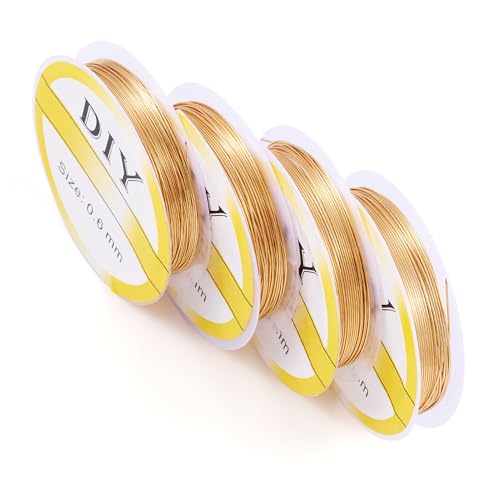 Beadthoven 59 Ft 14K Gold Filled Wire 22 Gauge 0.6mm Dead Soft Round Gold Filled Brass Wire for Crafts Wire Wrap Jewelry Making Supplies - size: 22 Gauge (0.6mm)