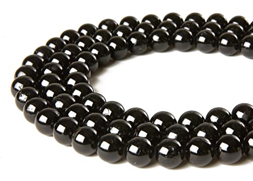 150pcs 6mm Black Tourmaline Beads Natural Gemstone Beads Round Loose Beads for Jewelry Making - color: Black Tourmaline, size: 6mm