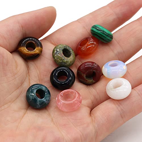 QSLLER Natural Semi-Precious Stone Large Hole Loose Beads Abacus Shape Fashionable Opal Amethyst Unakite Rose Quartz Charm Beads for Making Necklace Bracelet - color: 6X12mm