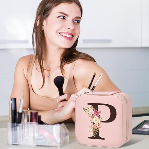Travel Jewelry Case for Women, Travel Jewelry Box Organizer Personalized Pink Gifts for Girls Wife Mom, Gift for Friend Sister Grandma Aunt - style: P