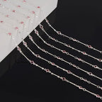 KYUNHOO 16.4 Feet Pink Rhinestone Bead Jewelry Chain Roll Stick Links Silver Chains for Jewelry Making with Connectors DIY Handcrafts - color: Pink Crystal Bead