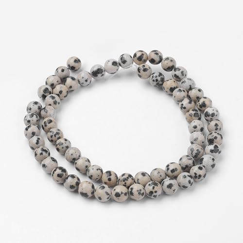 60Pcs Natural Dalmatian Jasper Beads 6mm Round Gemstone Beads Smooth Stone Loose Bead for DIY Bracelets Necklace Earrings Jewelry Making - color: Natural Dalmatian Jasper, size: 6mm